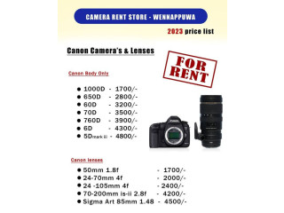 Canon, Nikon camera's and lenses for rent in Wennapuwa